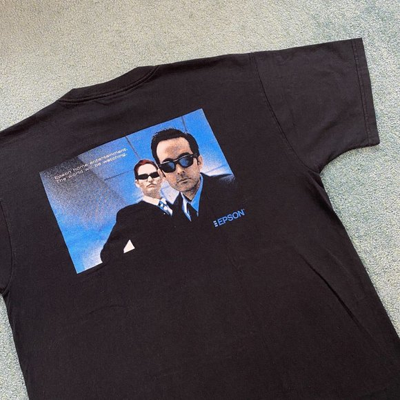 VINTAGE Epson Home Entertainment Shirt Adult Large Black The Matrix Parody 90s - Picture 3 of 11